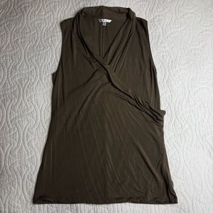 CAbi Brown plunge top blouse size M style #622